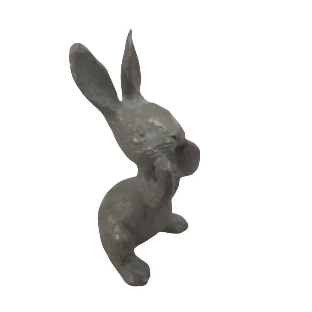 Pewter Figurine 1980's Rabbit Miniature Animal Sculpture Signed Easter 1.75